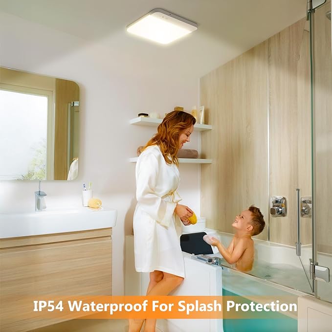 Motion Sensor Closet Lights with Remote: Rechargeable Shower Light Waterproof, Magnetic Battery Operated Ceiling Lights, No Wired LED Motion Activated Light for Closet Shower Pantry Hallway 2 Pack