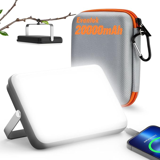 Eventek LED Camping Lantern Rechargeable, 20000mAh Portable Camping Lights up to 144 Hours & 4 Light Modes, IPX5 Waterproof Camping Essentials for Power Outages, Emergency, Tent, Valentine's Gift