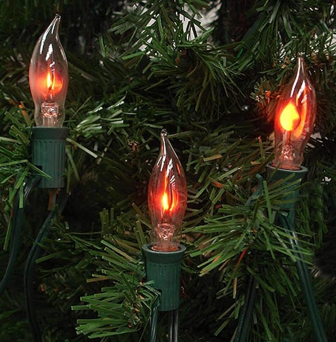Abeja 12 Pack Flicker Light Bulb, Realistic Flame Shaped Bulb for Christmas & Halloween Candelabra Light Bulbs & String Light Replacement 1w, 120 Volt E12 Flame Candelabra Light Bulbs