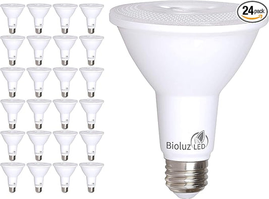 Bioluz 24-Pack PAR30 LED Light Bulbs, 10W = 100W Replacement, 5000K Daylight, 90 CRI, Dimmable LED Flood Lights Outdoor, Spot Lights Indoor, UL Listed, Title 20 Compliant