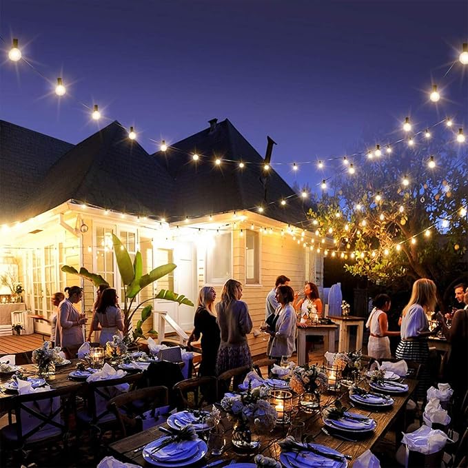 100FT LED String Lights Outdoor Waterproof G40 Globe String Lights with 52 Shatterproof Bulbs(2 Extra), Dimmable Connectable Patio Lights String for Hanging Bistro Backyard Gazebo Lights
