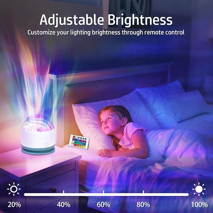 Northern Lights Projector, Rechargeable 16 Color Aurora Night Light Projector Ambient Lighting with Dimmable & Remote Control for Bedroom Kids Teen Girl Gift Room Decor - 2P