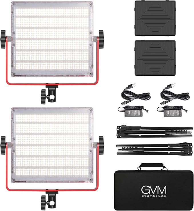 GVM 1200D RGB LED Video Light, 50W Video Lighting Kit with APP Control, 3200K-5600K Photography Lighting kit for Studio, Aluminum Alloy Shell,20 Scene Modes & CRI97+, 2-Pack with Softbox
