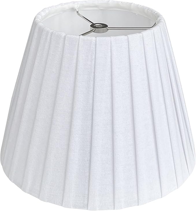 TOOTO STAR Small Lamp Shade, White Pleated 6x10x7.5inch Bell Shade for Table Lamps, Floor Lamps and Pendant Lamps (Spider Fitter), Handmade of Natural Linen