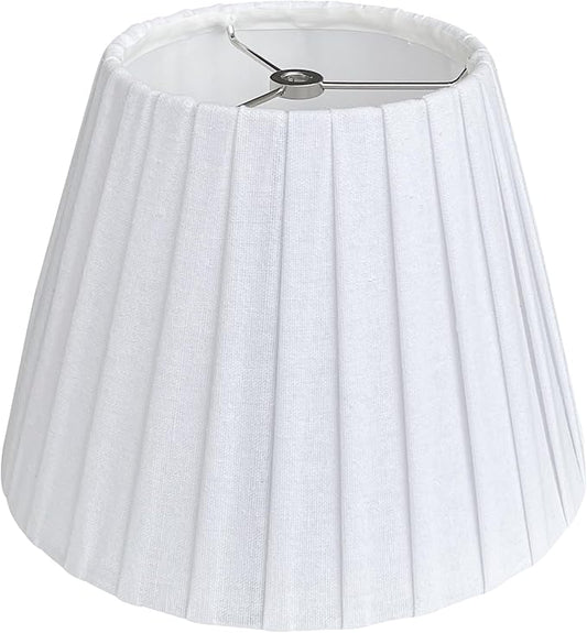 TOOTO STAR Small Lamp Shade, White Pleated 6x10x7.5inch Bell Shade for Table Lamps, Floor Lamps and Pendant Lamps (Spider Fitter), Handmade of Natural Linen