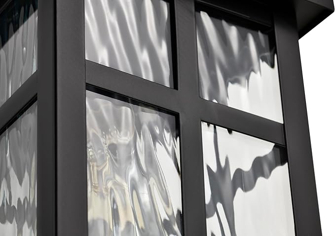 Edvivi Motion Sensor Porch Lights Outdoor, Dusk to Dawn Outdoor Lighting Wall Sconces with Water Glass, Matte Black Wall Mounted Lantern Light Wet Rated Exterior Lighting Fixtures for House 2-Pack