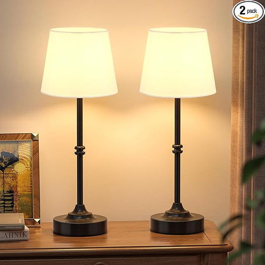 Kakanuo Rechargeable Cordless Table Lamp Black - 2 Pack 4000mAh Battery Operated Lamp, Touch Control Stepless Dimming, for Home Decor, Dining Table, Living Room, Bedroom