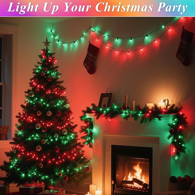 35 Colors Changing Christmas Lights, 98FT 300 LED 4th of July String Lights Green Wire with Remote, Waterproof Twinkle Light for Xmas Tree Holiday Party Indoor Outdoor
