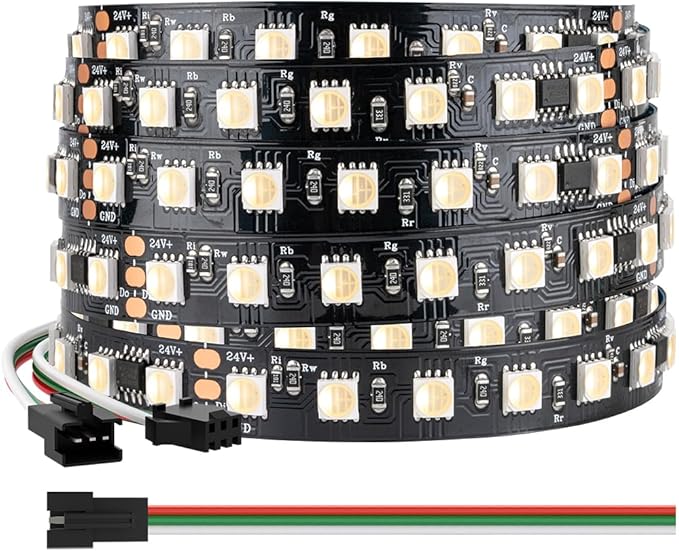 BTF-LIGHTING WS2814 IC RGBW RGB+Cool White(Similar WS2812B) Addressable DC24V 16.4FT 84LED/m 14pixel/m 4 Colors in 1 Dream Color LED Strip 12mm Width PCB IP30 for Home Decor(No Adapter or Controller)