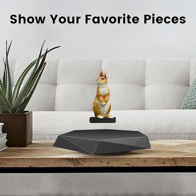 Levitating Display Stand,Magnetic Floating Display with Stand for Toys,Figures,Miniatures,360 Degree Miniature Automatic Rotating Stand,Levitating Decor for Home & Office,Birthday Gift,Christmas Gift,Futuristic Gadgets,Black