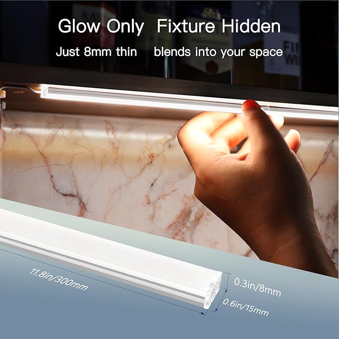 Plug in Under Cabinet Lighting, 6 Pack 12 Inch Ultra-Slim LED Light Bars, Smart App/Voice/Remote Control, Works with Alexa, Dimmable & CCT Adjustable, 5W/Bar, for Kitchen, Closet, Counter