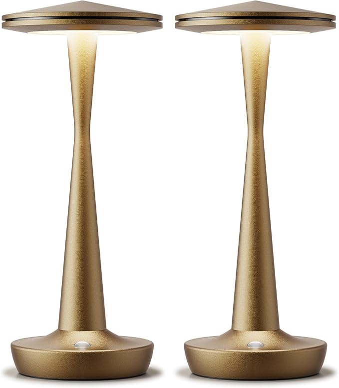 SAKRINGT Rechargeable Cordless Table Lamp, 72Hrs Battery Operated LED Table Light, Portable Touch Dimmable Lamp for Restaurant Patio Dining Outdoor Camping（2 Pack）