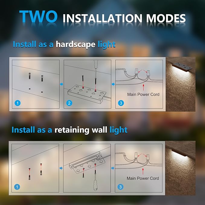 VOLISUN 8 Pack 7 Inch Retaining Wall Lights, Waterproof LED Hardscape Lighting, Cuttable Low Voltage Landscape Lighting, 12V Paver Lights, 3W Outdoor Step Lights, 5000K Daylight, ETL