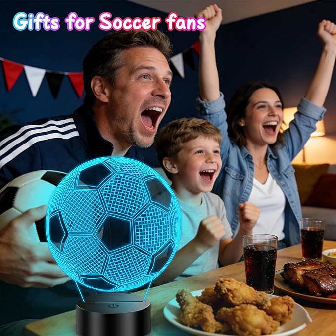 Soccer Easter Gifts for Boys 8-12, 3D Illusion Soccer Lamp Gifts for Kids Teens Boys Girls, 5 6 7 8 9 10 11 12 Year Old Boy Birthday Gifts for Kids Children, Boys Room Decor