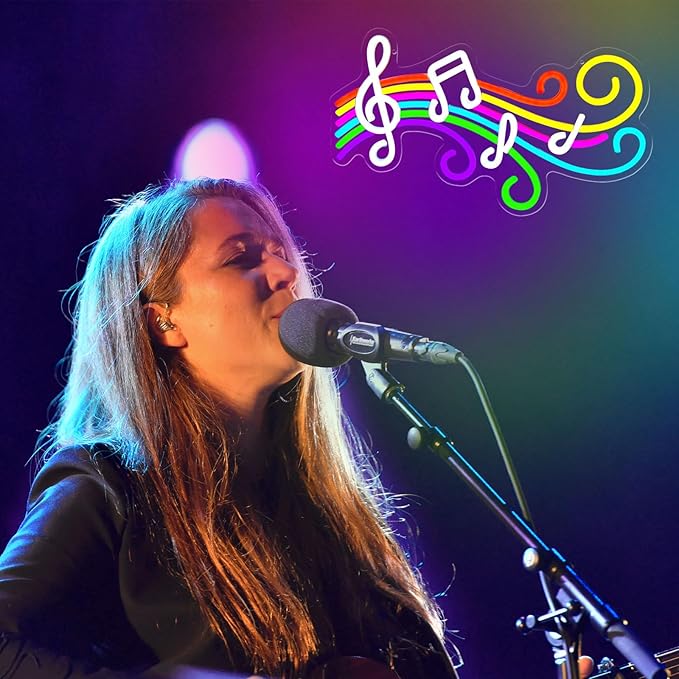 Music Neon Sign for Wall Decor, Dimmable Colorful Musical Note Staff LED Neon Lights for Bedroom, Music Studio, Classroom, Concert, Party, Birthday Gifts for Kids