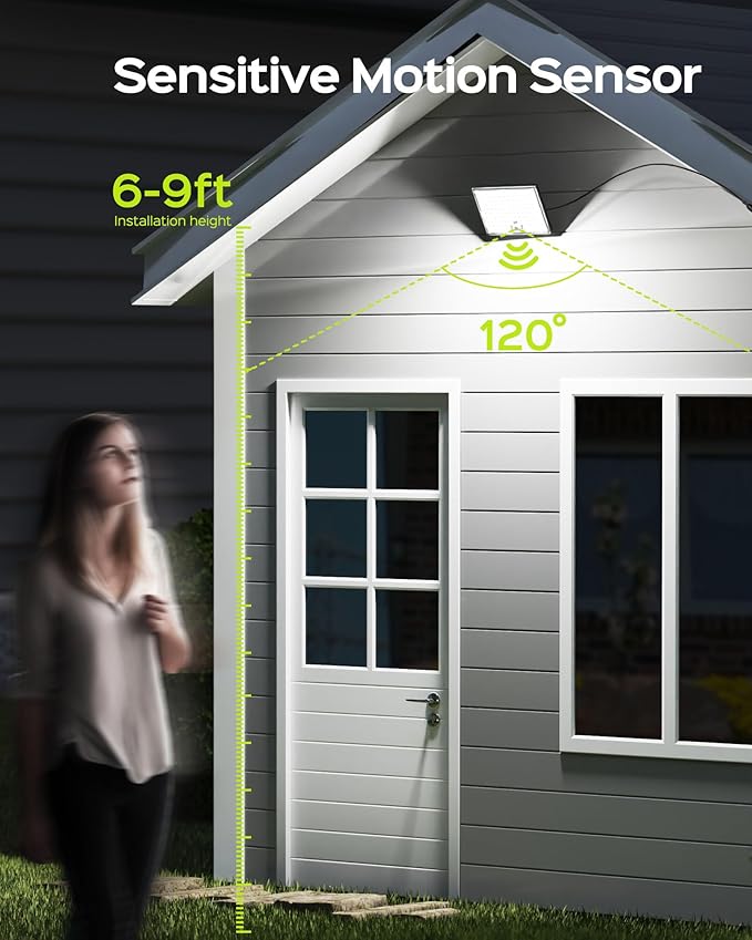 JACKYLED Motion Sensor Flood Lights, 113 LED Cool White Solar Lights for Outside, Dusk to Dawn IP65 Waterproof LED Outdoor Solar Powered Security Spot Lights for Porch Patio Garage (4 Pack)
