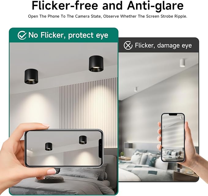 Modern LED Flush Mount Ceiling Light Fixture, 20W Dimmable & 3000K-6000K 3 Color Selectable Black Cylinder Ceiling Lamps for Low Profile Living Room Hallway Entryway Kitchen Dining Room Foyer