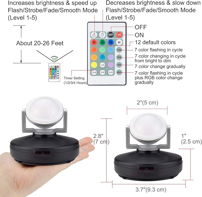 BIGMONAT Battery Operated Wireless Spotlight, Color Changing Accent Light, Rechargeable Dartboard Light with Remote, Dimmable RGB Puck Light for Up Lighting Painting Picture Artwork Tree Plant