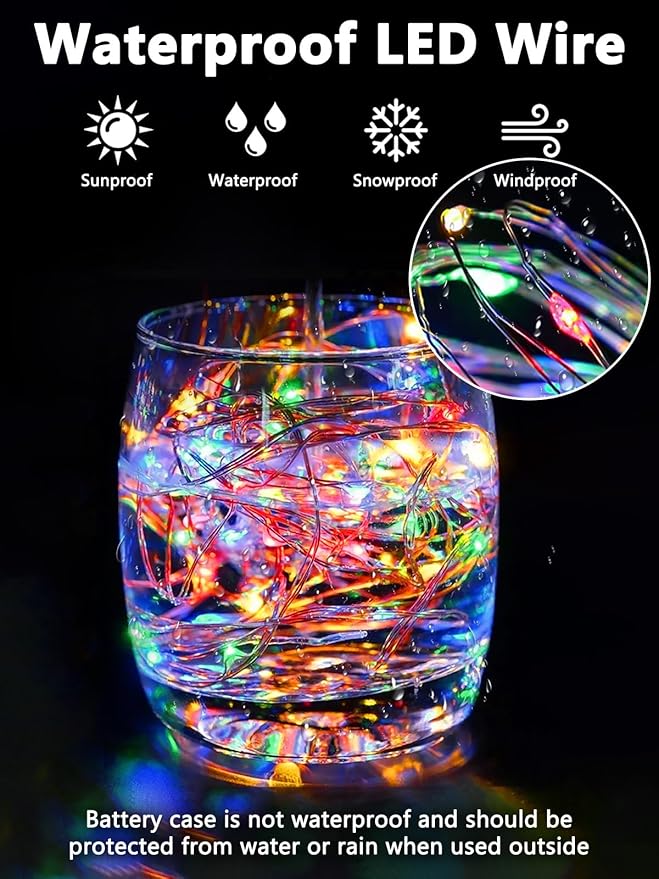 6 Pack Fairy Lights Battery Operated with Remote Control Timer, 26 FT 80 LED String Lights Outdoor Indoor, 8 Modes Twinkle Lights for Christmas Party Wedding Birthday Bedroom Decorations (Multicolor)
