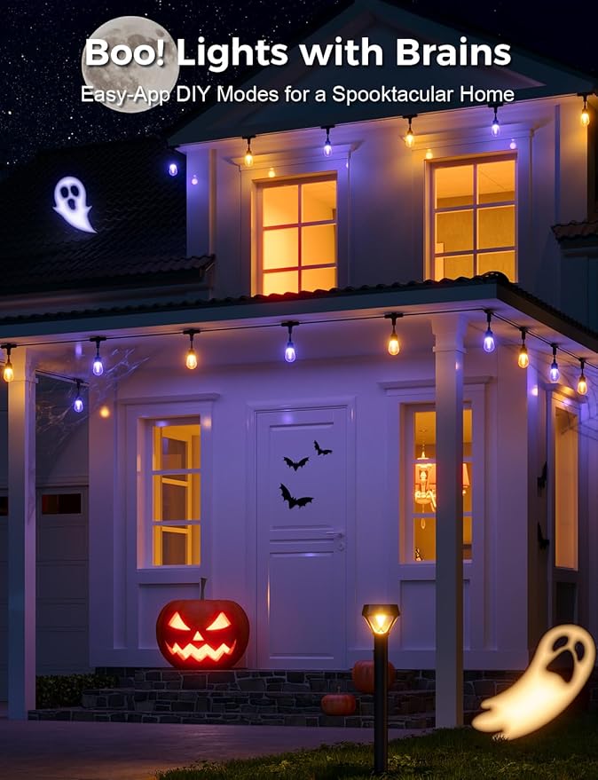 XMCOSY+ Smart Outdoor String Lights, 98Ft Patio Lights Waterproof, App Control, Compatible with Alexa, RGBCWIC Color Changing LED String Light for Outside