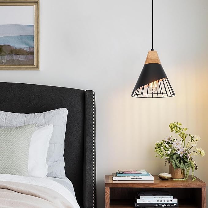 Black Pendant Light, 3 Packs 9.4inch Farmhouse Pendant Light, Kitchen Pendant Lights, Black Pendant Lights Kitchen Island for Living Room, Bar, Bedroom, Office