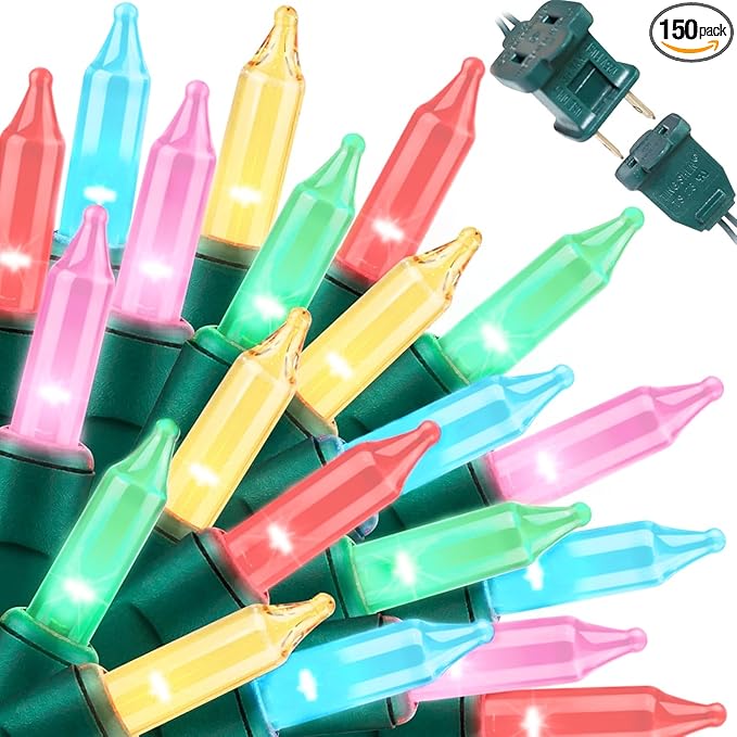 LAMPHOME Easter Decorations Mini String Lights, 150 Count 31.9Ft Pink & Multicolor Easter Lights, Plug in Waterproof Easter Lights for Indoor Outdoor Easter Garland, Tree, Party & Holiday Decor