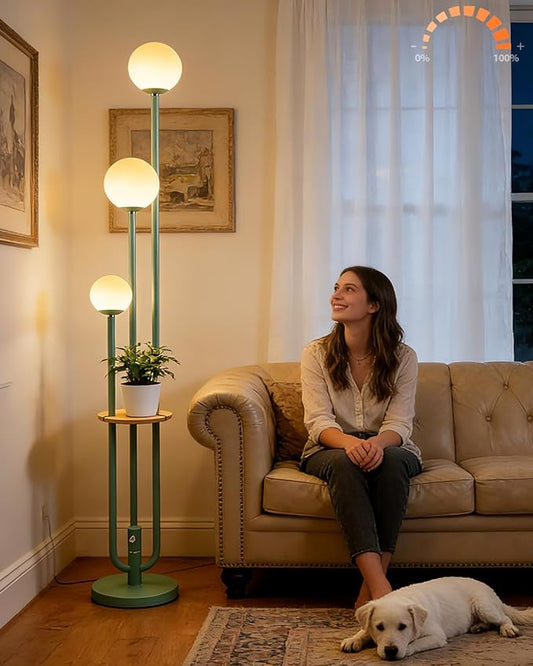 Lightdot 63IN Floor Lamp with 3 Green U-Pole, Modern Floor Lamp with 3000K Warm White LED Bulbs Included, Candle Holder Style Modern Tall Lamp for Living Room/Wedding/Party/Sofa Beside/Corner Decor
