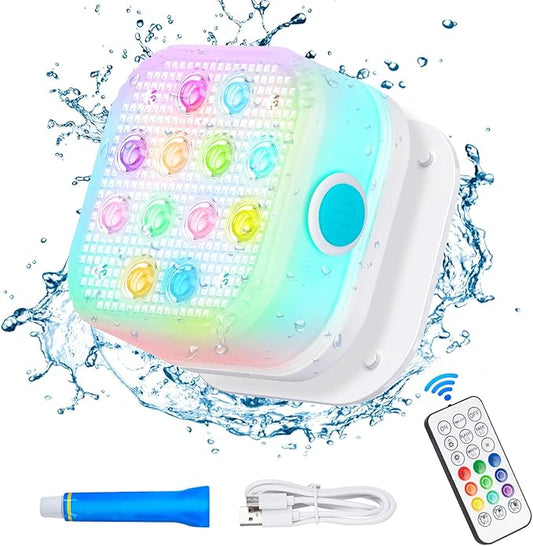 Pool Lights for Above Ground Pools Waterproof with Remote, Underwater Rechargeable 2600mAh Battery Magnetic 16 Color Changing Floating Submersible Pool Light for Inground Pool LED Lights Party Decor