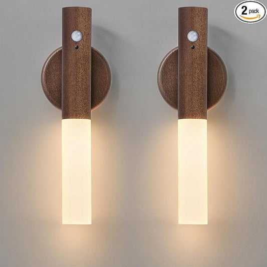 Montford Wall Sconces Set of Two Battery Operated, Motion Sensor Night Light Magnetic Wall Light Rechargeable Wall Sconce, Peel and Stick Sconce Lights for Hallway