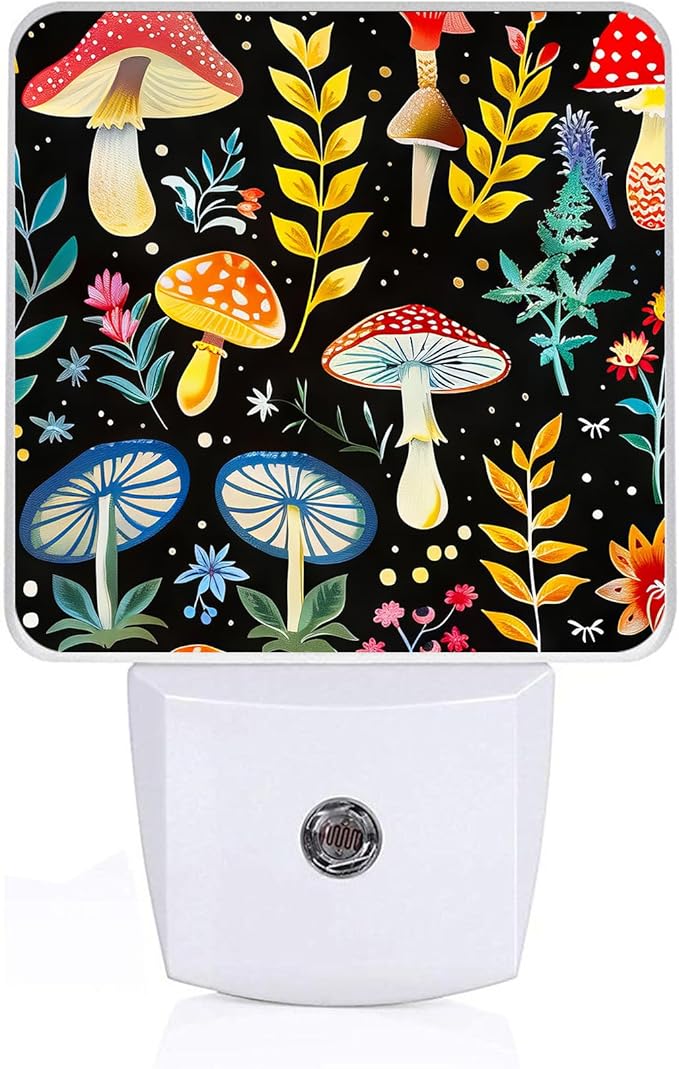 Mushroom Night Light,Misty Forest Plug-in Night Lights with Dusk-to-Dawn Sensor for Bedroom,Bathroom and Living Room Sleep Friendly lamp 0.5w