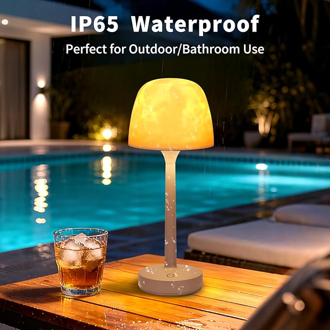 Spa-Like Shower Lamp, Waterproof Bathroom Lamp, Rechargeable Shower Light with Touch & Remote Control, with 16 Color Ocean Wave Projector, Cordless Light for Inside Shower/Bathtub