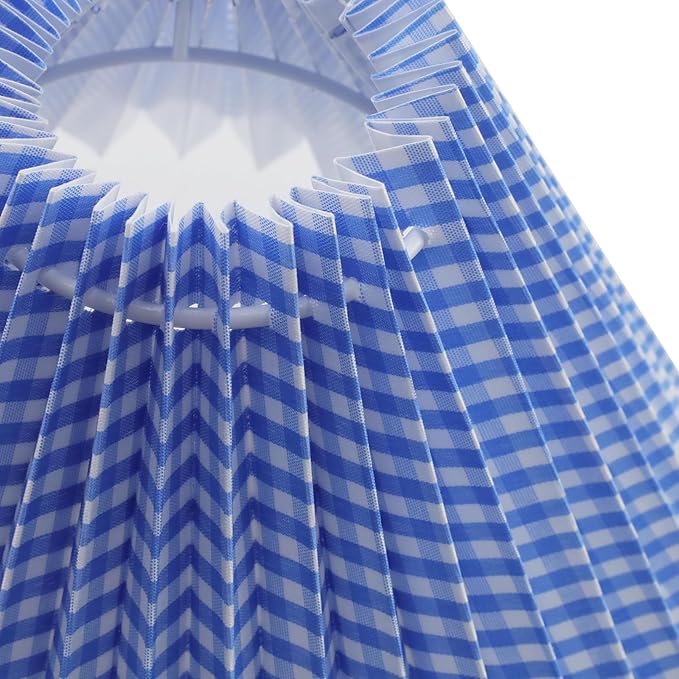 KUMGROT E28 Small Pleated Scalloped Lamp Shade Lamps Strip Plaid Replacement Cute Lamp Shade Bedroom Living Room Home Office Decoration Blue