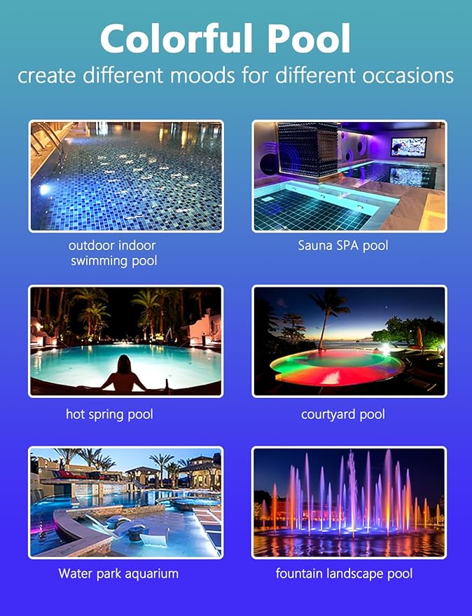 Direct Replacement for Pentair Globrite Color Led Pool Light - 1.5 Inch 100ft Cord 12VAC RGB Changing Swimming for Inground Pools/Spa