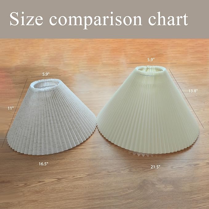 Large Pleated Lamp Shade for Arc/Arched Floor Lamps Replacement spider lampshade 5.9"Top X 21.5"Bottom X 13.8"High-Cream