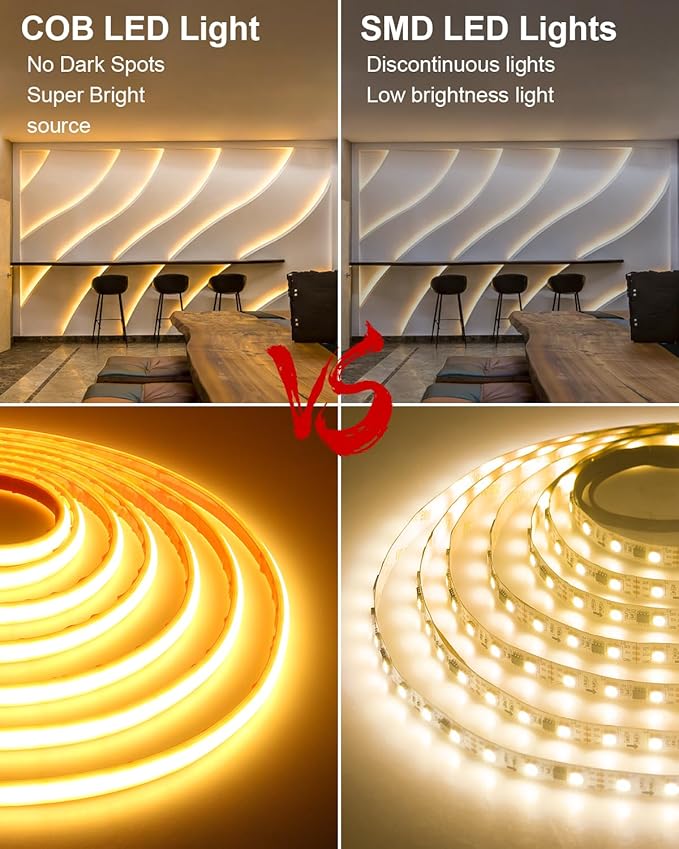 ALITOVE Waterproof COB Led Light Strip Warm White 24V 32.8ft Uniform Glow LED Tape Light Outdoor IP68 High Density 2400LEDs Rope Lights Flexible for Home Commercial Lighting Decor(No Adapter & Dimmer)
