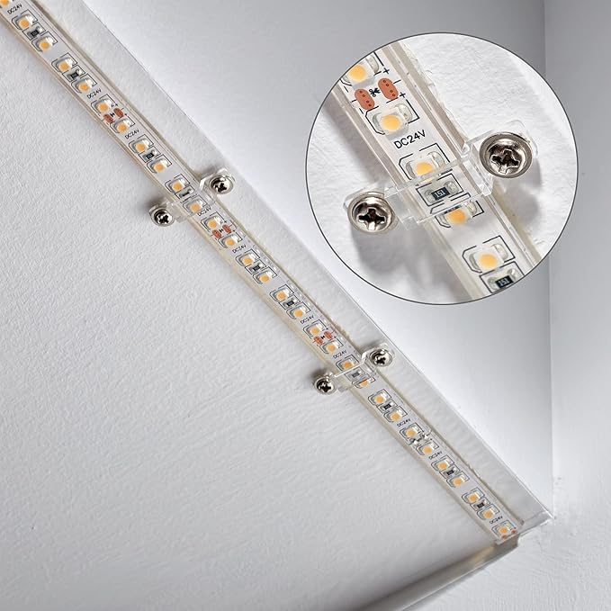 MMSD 100 Pack LED Strip Light mounting Brackets Strip Light clamp with 202 Screws Suit for 10mm Wide IP67/68 Waterproof Strip Lights