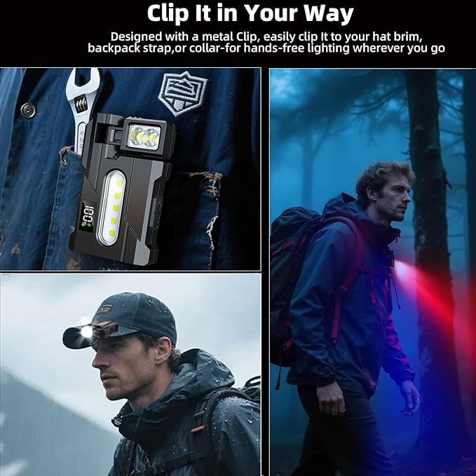 2026 Rechargeable EDC Flashlight with Rotable Lamp Head, 500 Lumens Super Bright Mini Flashlight, 1500mAh Portable Flat Pocket Flashlights, Magnetic Keychain Flashlight for Outdoor Home Emergencies