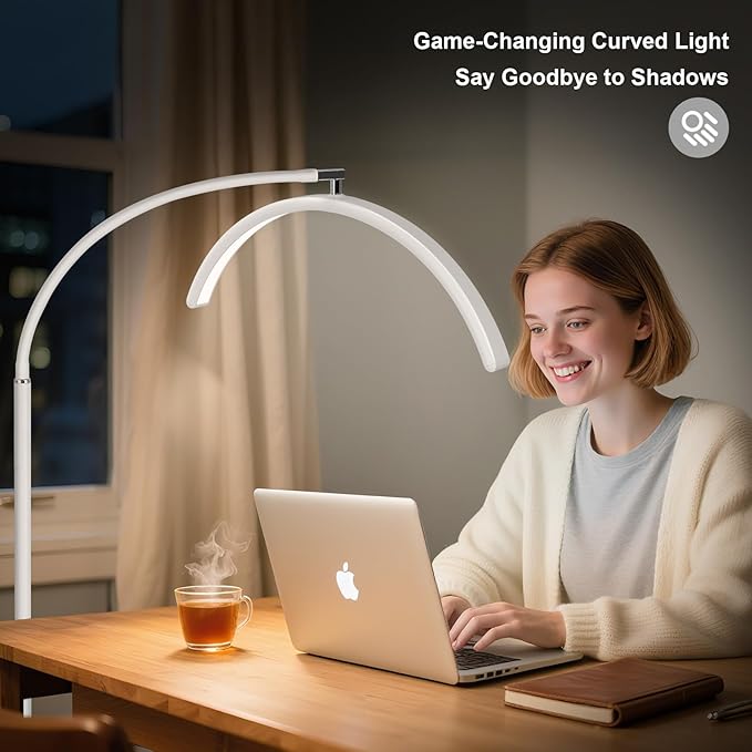 Half Moon Lash Light for Eyelash Extensions & Estheticians, Dimmable LED Lash Lamp with Flexible Gooseneck, Shadow-Free Moon Light for Lash Tech, Tattoo, SPA, Eyelash Lamp (White)