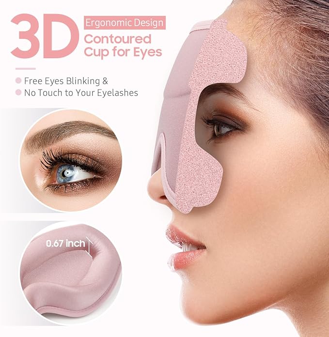 Sleep Mask, 2 Packs Premium Eye Mask for Sleeping, Total Blackout, Superior Soft Comfort, Upgraded 3D Ergonomic Designed Sleeping Mask for Home, Office, Travel, Meditation, Yoga, Blue & Pink
