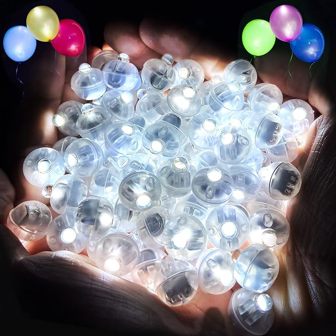 ZGWJ 50PCs Mini Led Lights for Paper Lantern, White Led Balloons Light up Balloons for Neon Party Lights Easter Eggs Christmas Halloween Birthday Party Wedding Decoration