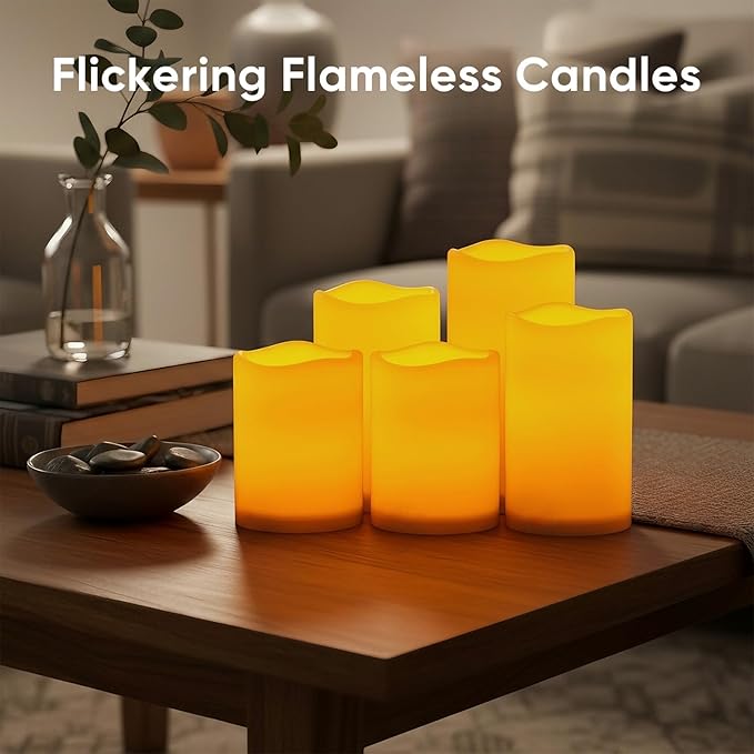 Amagic Flameless Candles Dusk to Dawn Sensor, Outdoor Waterproof Candles Battery Operated, Auto On/Off Flickering Fake LED Pillar Candle for Patio, Yard, Porch, Entryway, Lantern Decor, D3” x H4”5”6”
