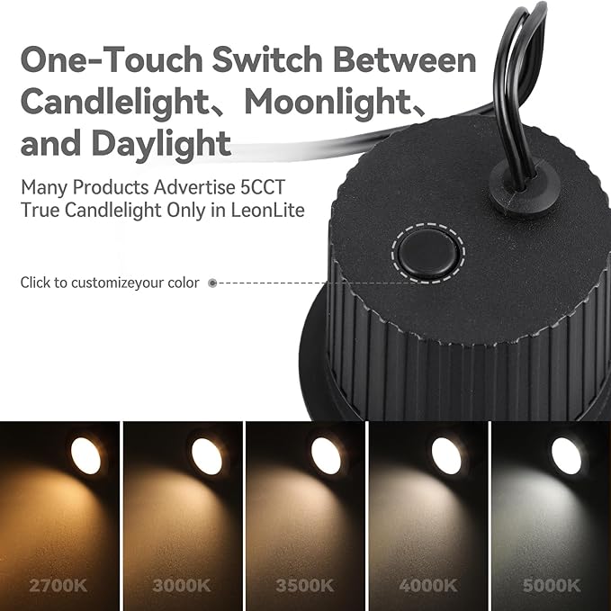 LEONLITE 3W 5CCT Well Lights Landscape LED In Ground, 12-24V AC/DC Low Voltage, CRI90 IP67 Inground Well Lights Outdoor, Black Aluminum Housing, Embedded Parts Included, Pack of 6