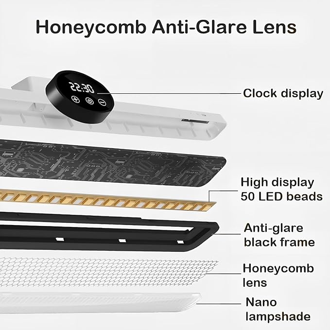 BY-J 21.6" Dimmable Mirror Lights,3 Colors Adjustable Wall Light with Led Light Bar,1800mAh Rechargeable Battery Makeup Light, Magnetic Light Bar for Cabinet,Kitchen,Closet,Bedside,Desk