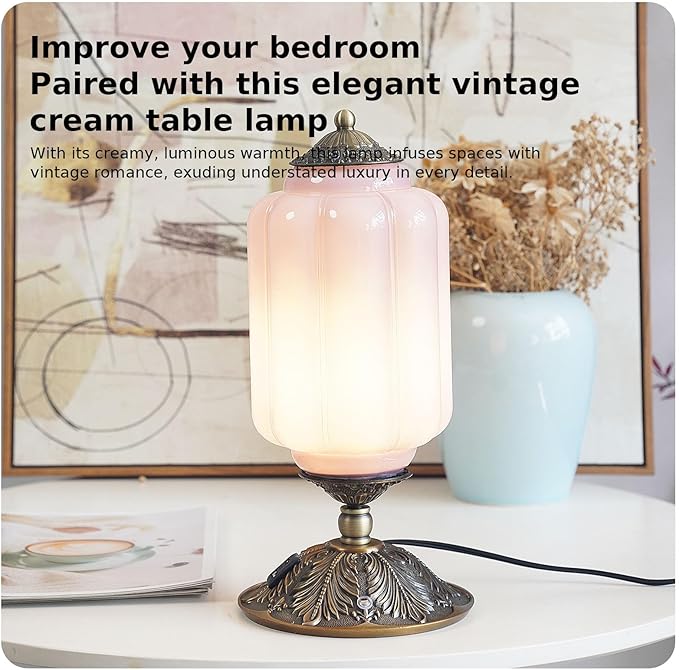 Vintage Purple Glass Touch Table Lamp, Elegant MilK Glass Bedside Desk Lamp 3 Way Dimmable with USB C+A Charging Ports - Bedroom Nightstand & Living Room Essential, 4W Bulb Included (Purple, 6.5)