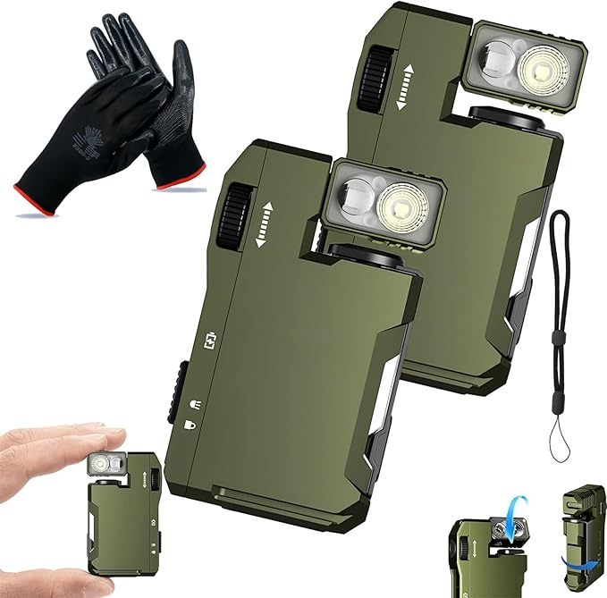 G5 Flashlight, G5 Rechargeable EDC Flashlight - 400 Lumens, Dual Light Sources RGB Flashlights, 180° Rotation Magnetic Keychain Flashlights for Outdoor, Emergency & Daily Carry (2PCS Green)