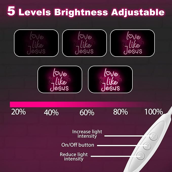 Love Like Jesus Neon Sign – 13.78″×13.38″ Jesus Valentine Neon Signs for Wall Decor – Bow LED Signs – Christian Faith Gifts – Christian Themed Neon Lights
