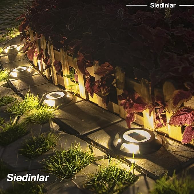 SIEDiNLAR Solar Deck Lights Dock Driveway Light LED Solar Powered Outdoor Waterproof Road Markers for Pathway Step Stair Garden Ground Sidewalk Yard 16 Pack (Warm White)