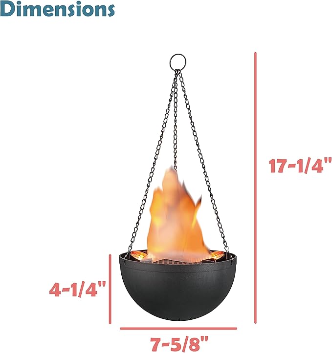 Aspen Creative 61168-02-1, Hanging Fire Flame Light Prop for Halloween, Christmas and Party Decor Black