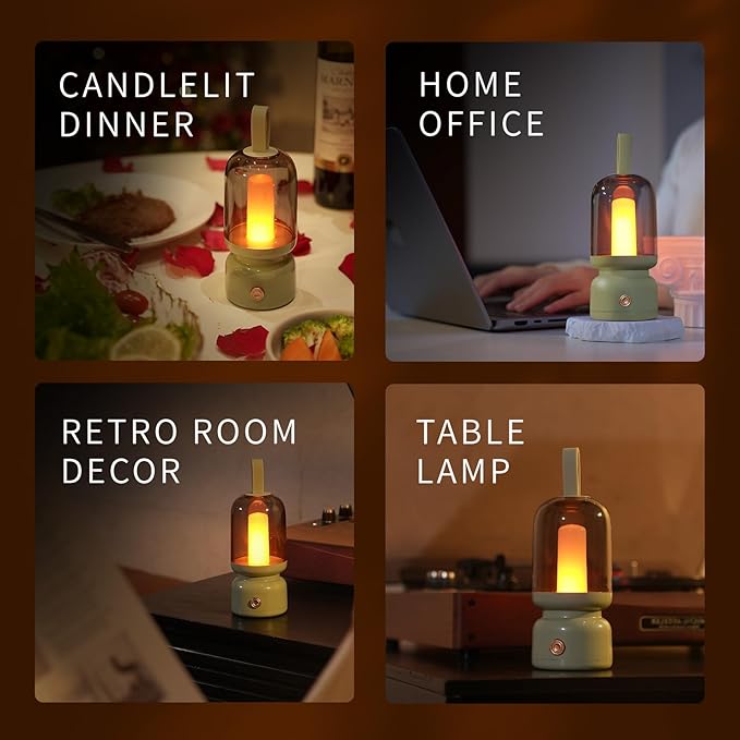 QANYI Retro Lantern,Portable and Rechargeable Lantern with LED Candles Flameless Flickering Lamp,Table Decoration Lights for Home Party Garden Patio Camping Christmas Home Decor
