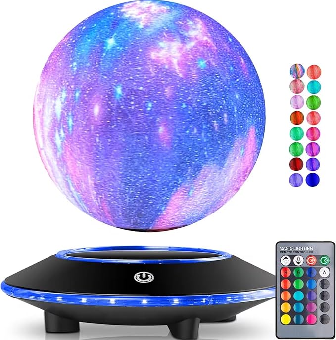 Floating Moon Lamp 16 Colors Remote Control Night Light Brightness Adjustable for Home Office Decor Desk Cool Tech Gadgets,Bedroom Unique Lamps for Friends